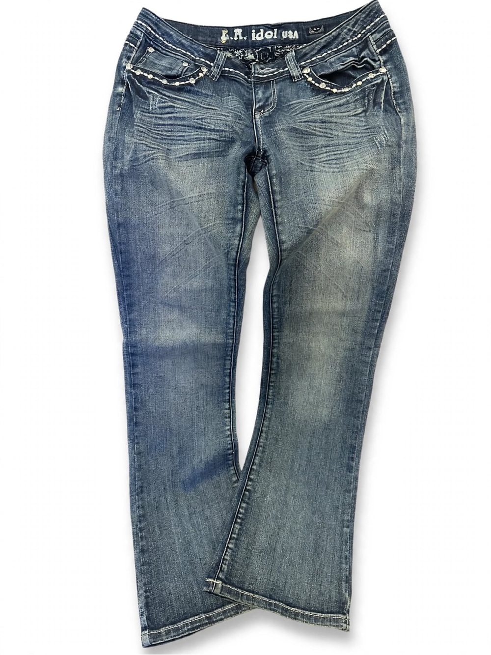 L.A. Idol Y2K USA Size 11 Dark Wash Bling Bootcut Jeans